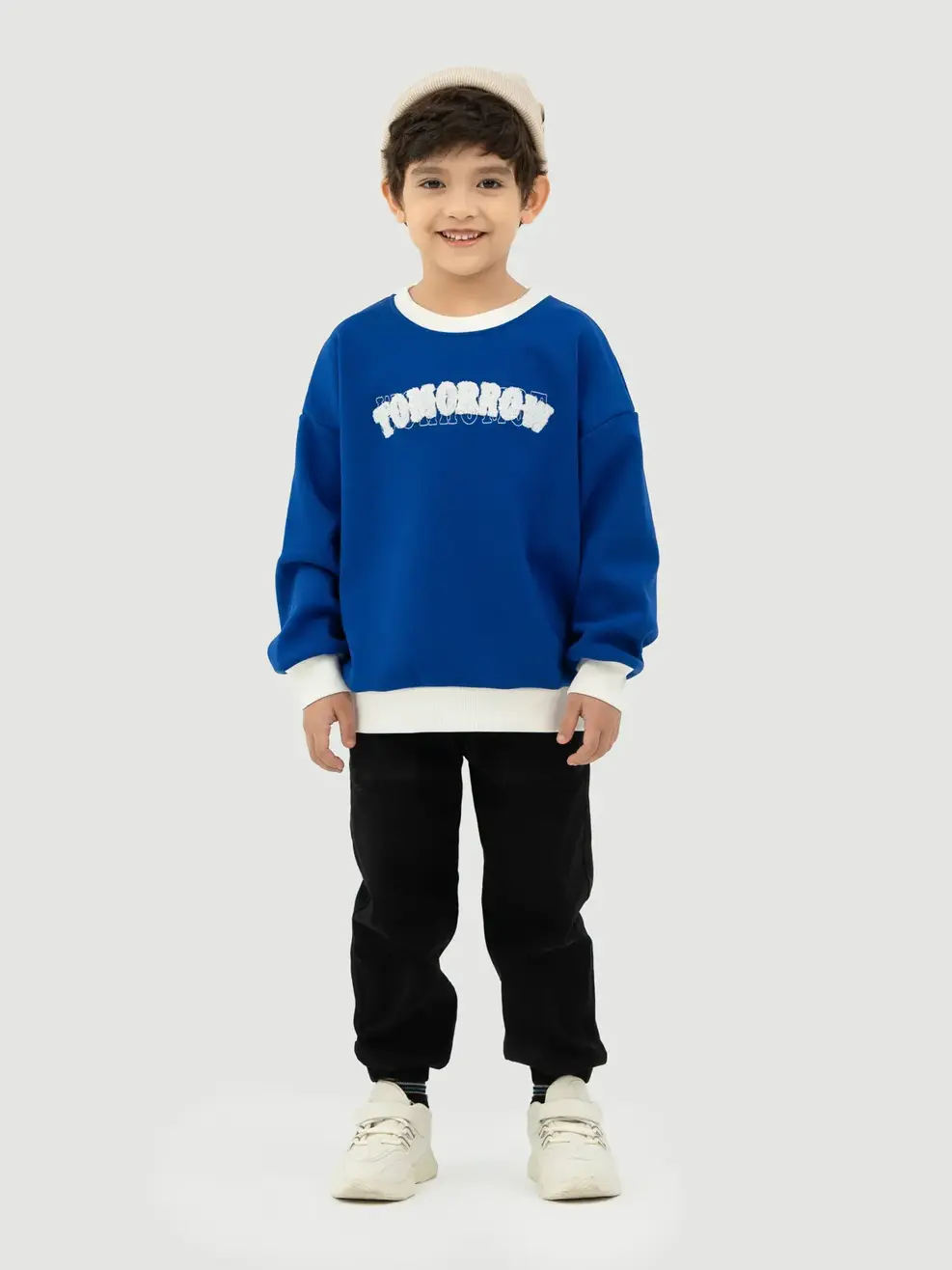Áo Nỉ Trẻ Em Thêu Chữ Tomorrow - Xanh coban - 2