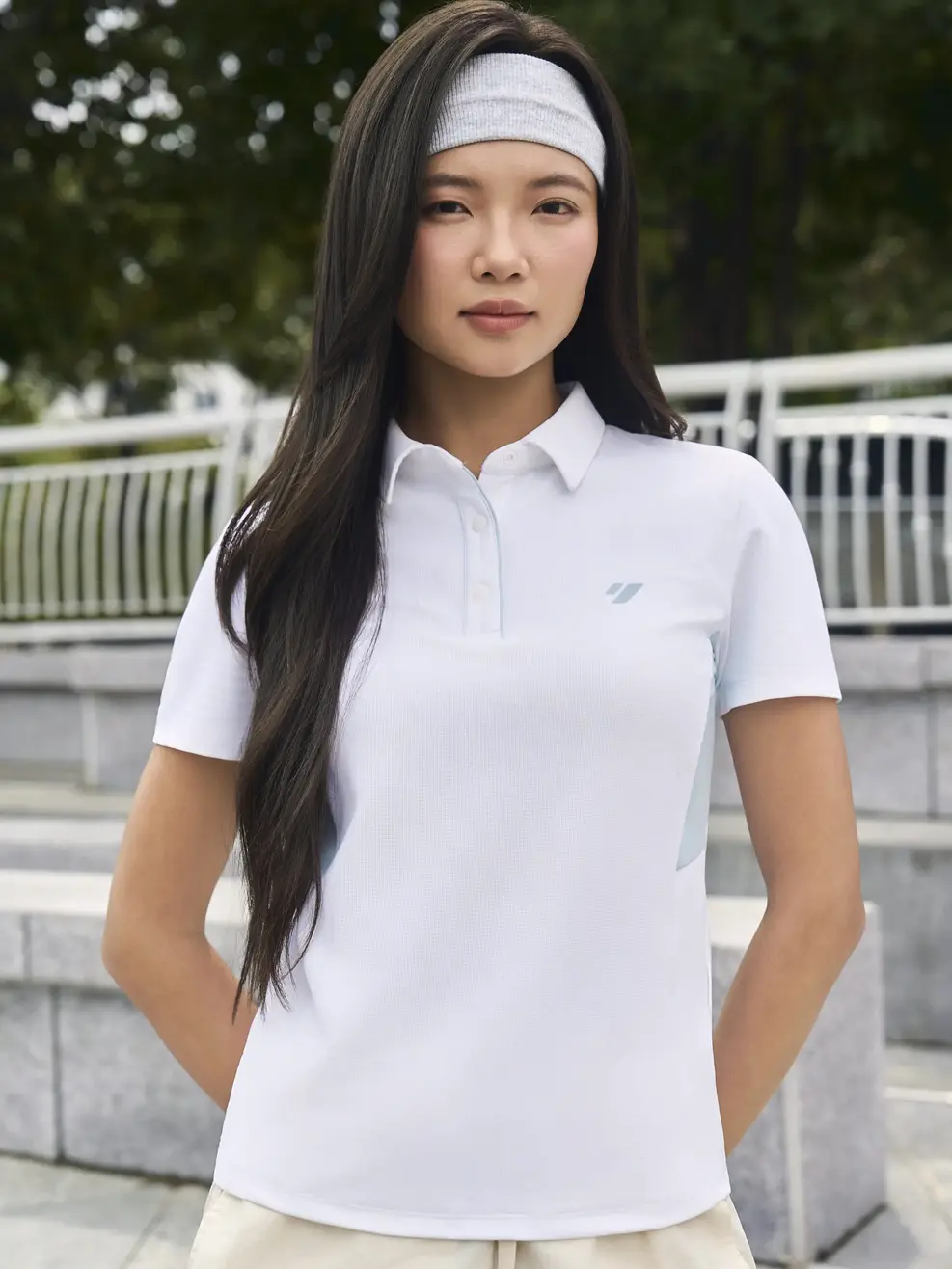 Áo Polo Sport Nữ Slim Phối Thân - White 004 - S