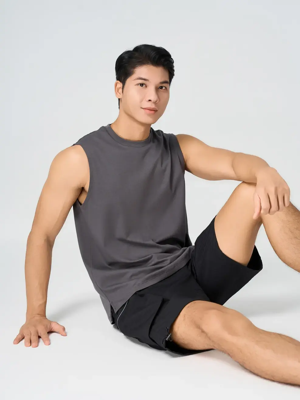 Áo Ba Lỗ Basic Regular - Than chì 002 - XL