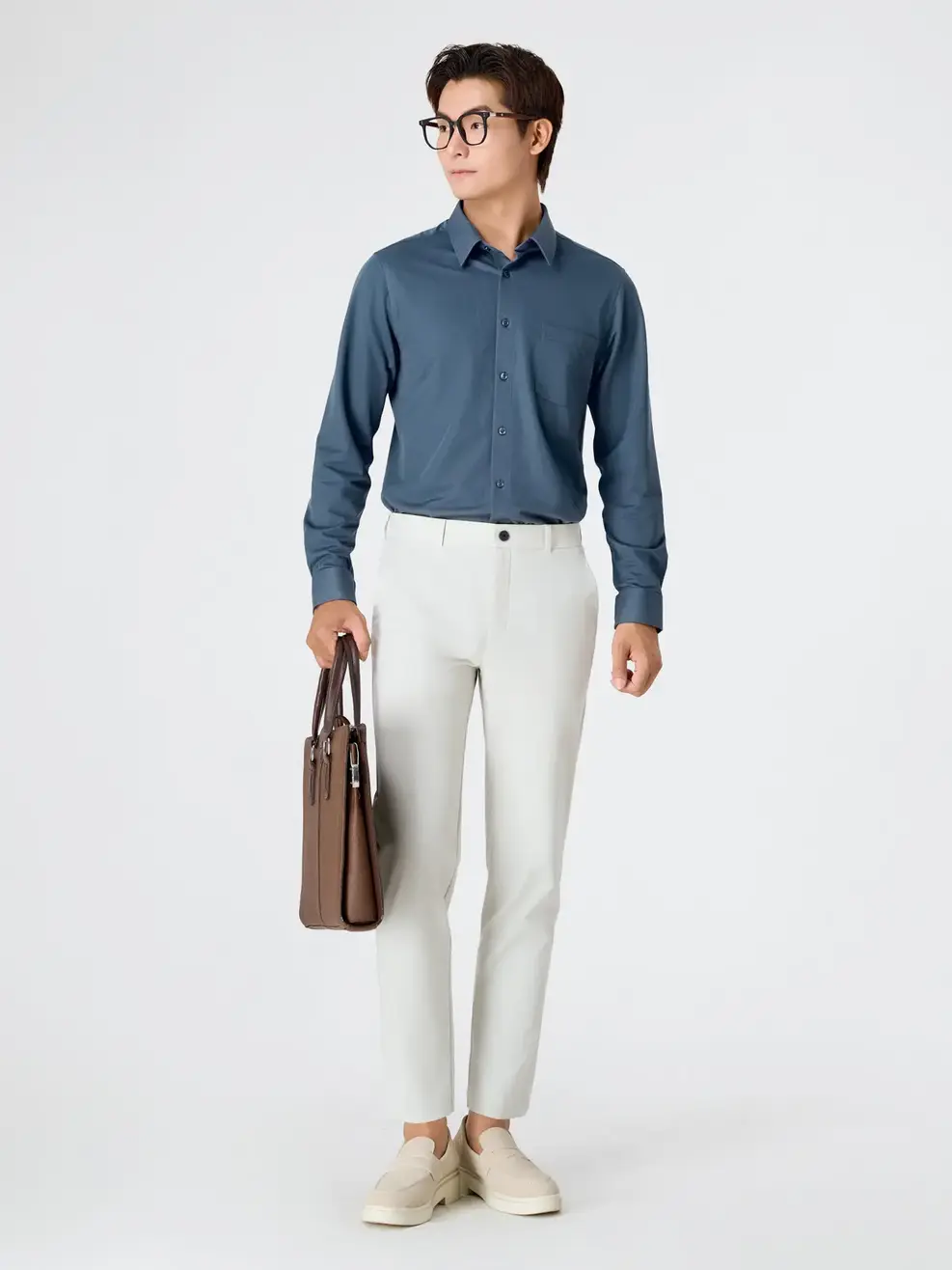 Áo Sơ-mi Nam Dài Tay Knit Túi Ngực - Xanh Ngọc 077 - M