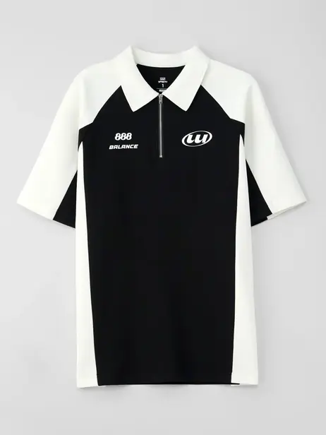 Áo Polo Yoguu Phối Thân Có Kéo Khoá