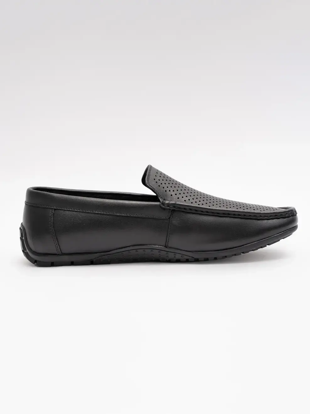 Giày Nam Moccasin Đục Lỗ Da Nappa - Đen - 39