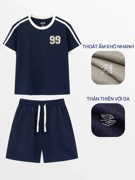Bộ Đồ Áo Thun Quần Sooc In Số 99 