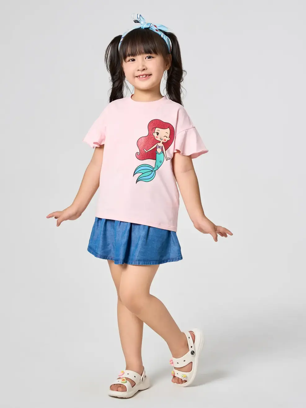Áo Phông Bé Gái Nàng Tiên Cá - HỒNG PHỚT - 4-5