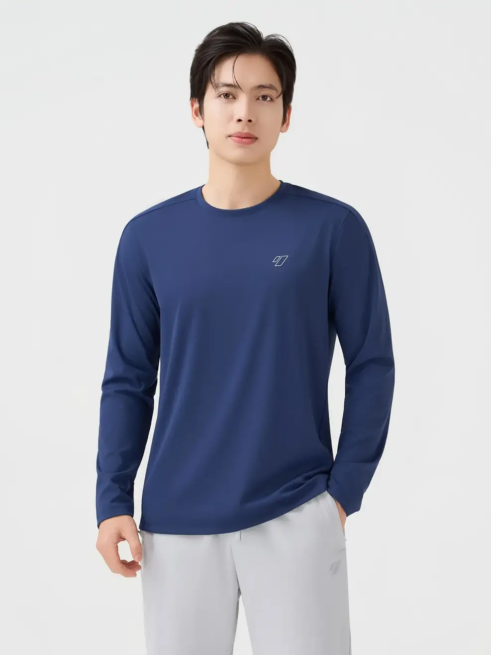 Áo Phông Nam Dài Tay Thể Thao Chiết Ly - Tím Than 009 - L