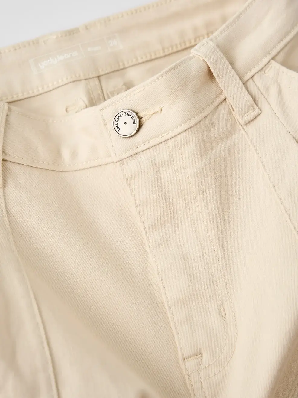 Quần Jeans Nhuộm Màu Baggy Xếp Ly - Beige 077 - 26