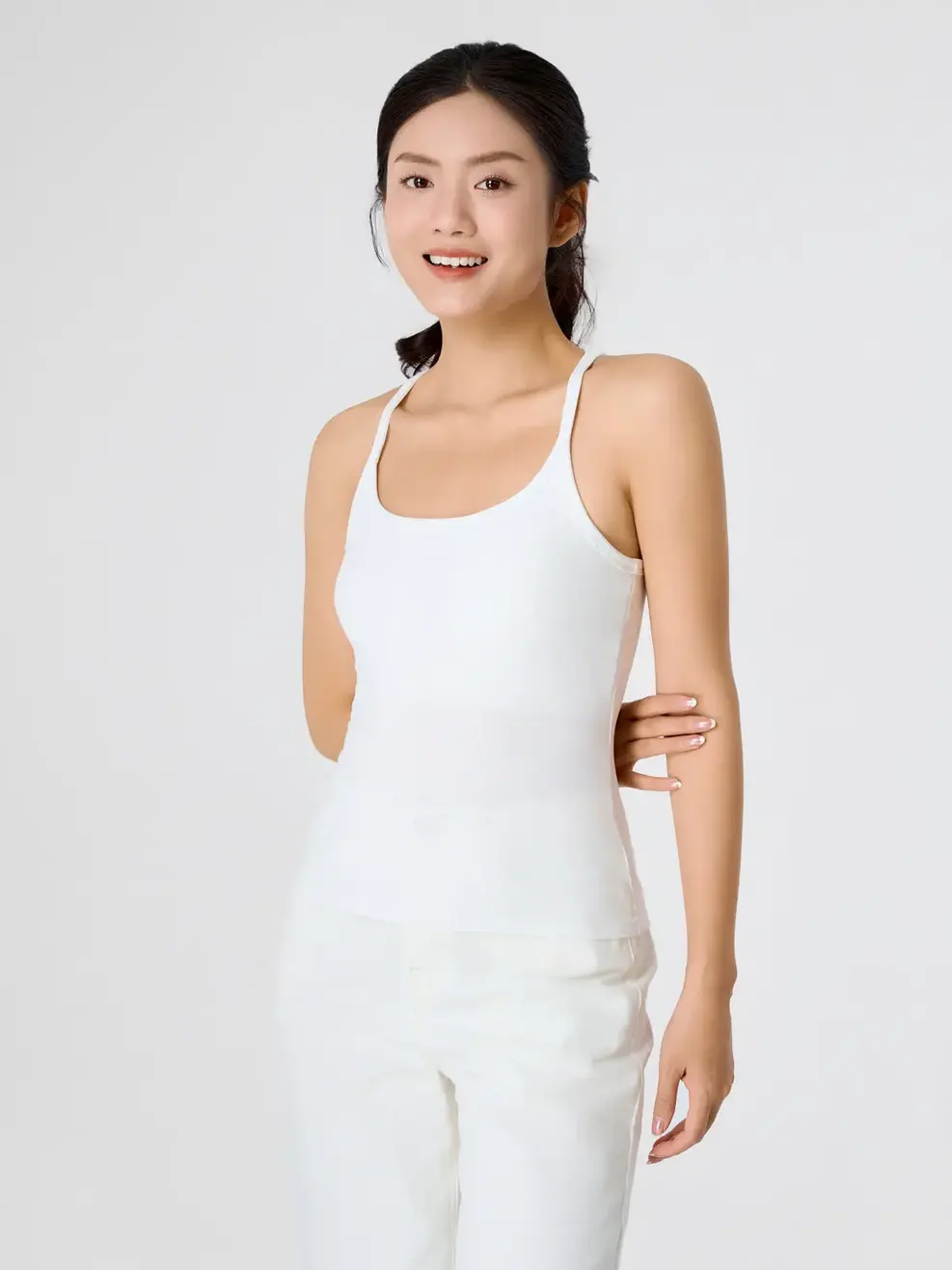 Áo Hai Dây Nữ Có Đệm Ngực - Trắng 001 - S