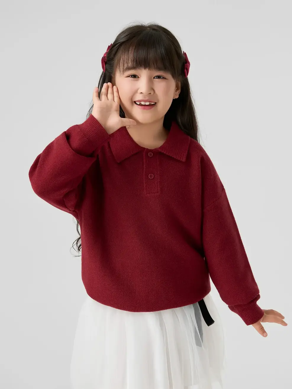 Áo Len Bé Trai Cổ Polo - ĐỎ 021 - 110