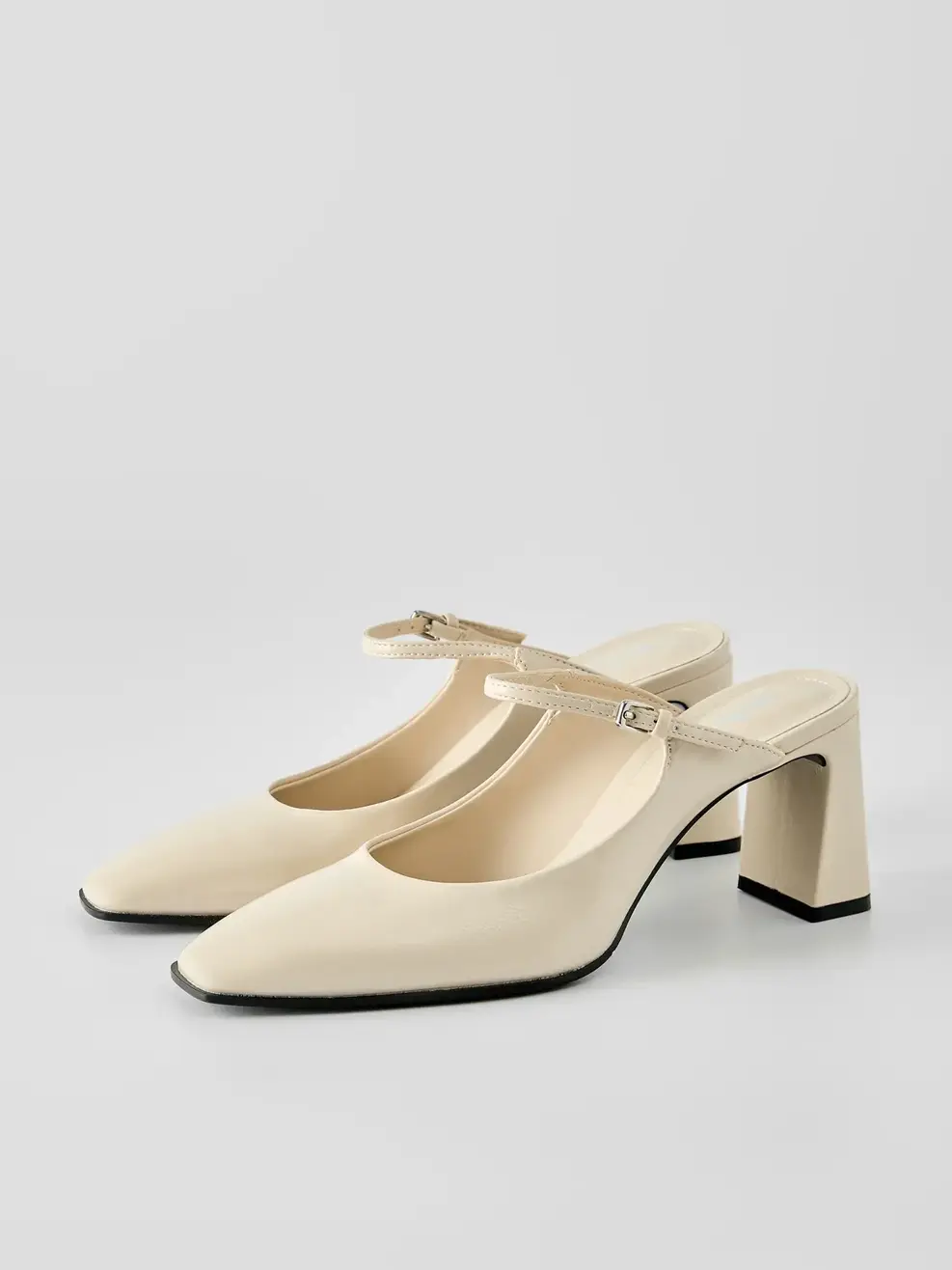 Giày Cao Gót Nữ Mũi Vuông Đế Bản To Hở Hậu - Trắng. - 35