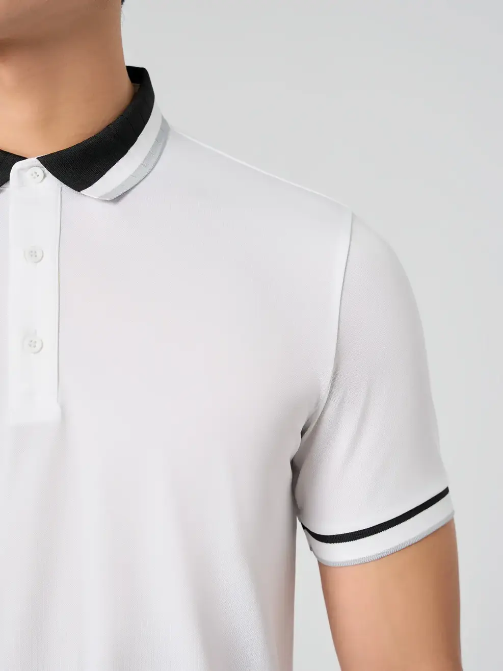 Áo Polo Nam Bo Dệt In Kẻ - Trắng 001 - 2XL