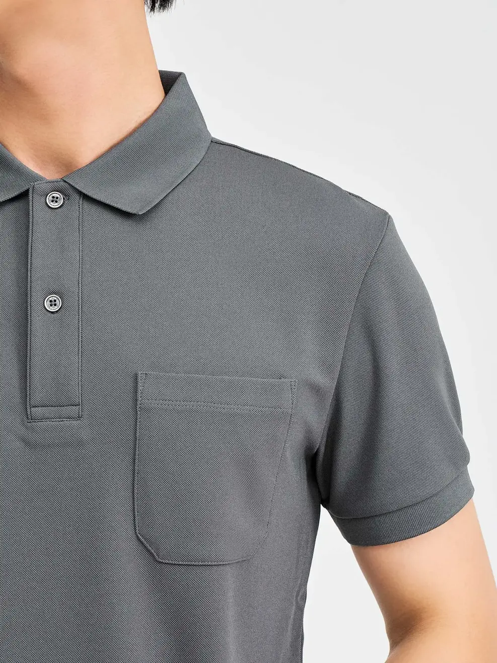 Polo Nam Cafe Tổ Ong Nẹp To - Ghi - M