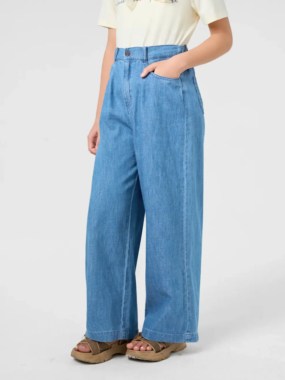 Quần Jeans Kid Nữ Giấy Ống Rộng - Màu chàm 003 - 8-9