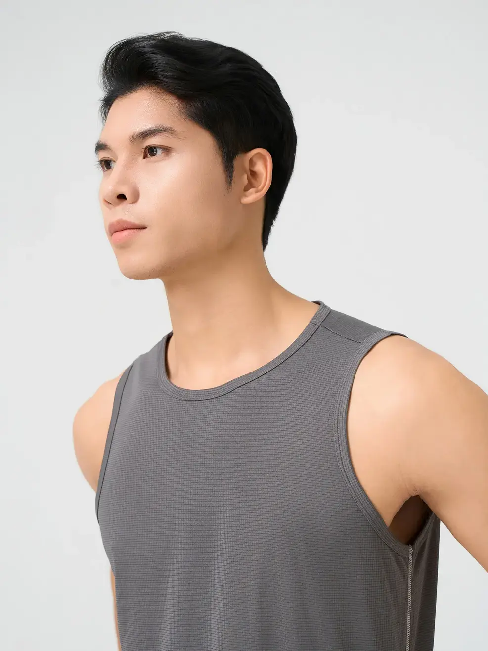 Áo Ba Lỗ Nam Thể Thao Dải Chỉ Xẻ Tà - Than chì 006 - L