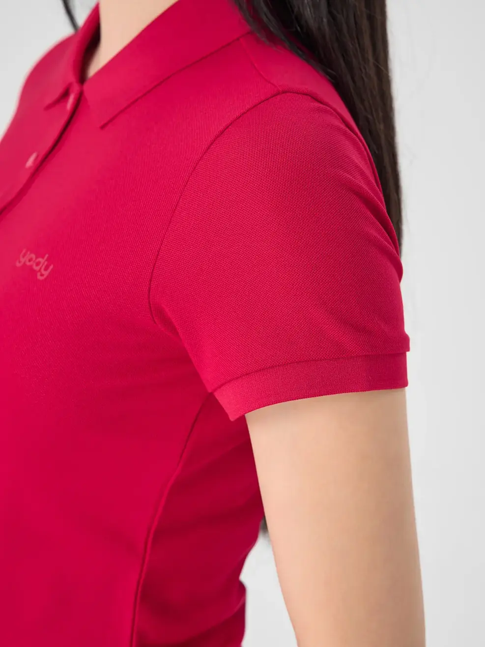 Polo Nữ Cafe Dệt Tổ Ong Nẹp Dài - Đỏ - S