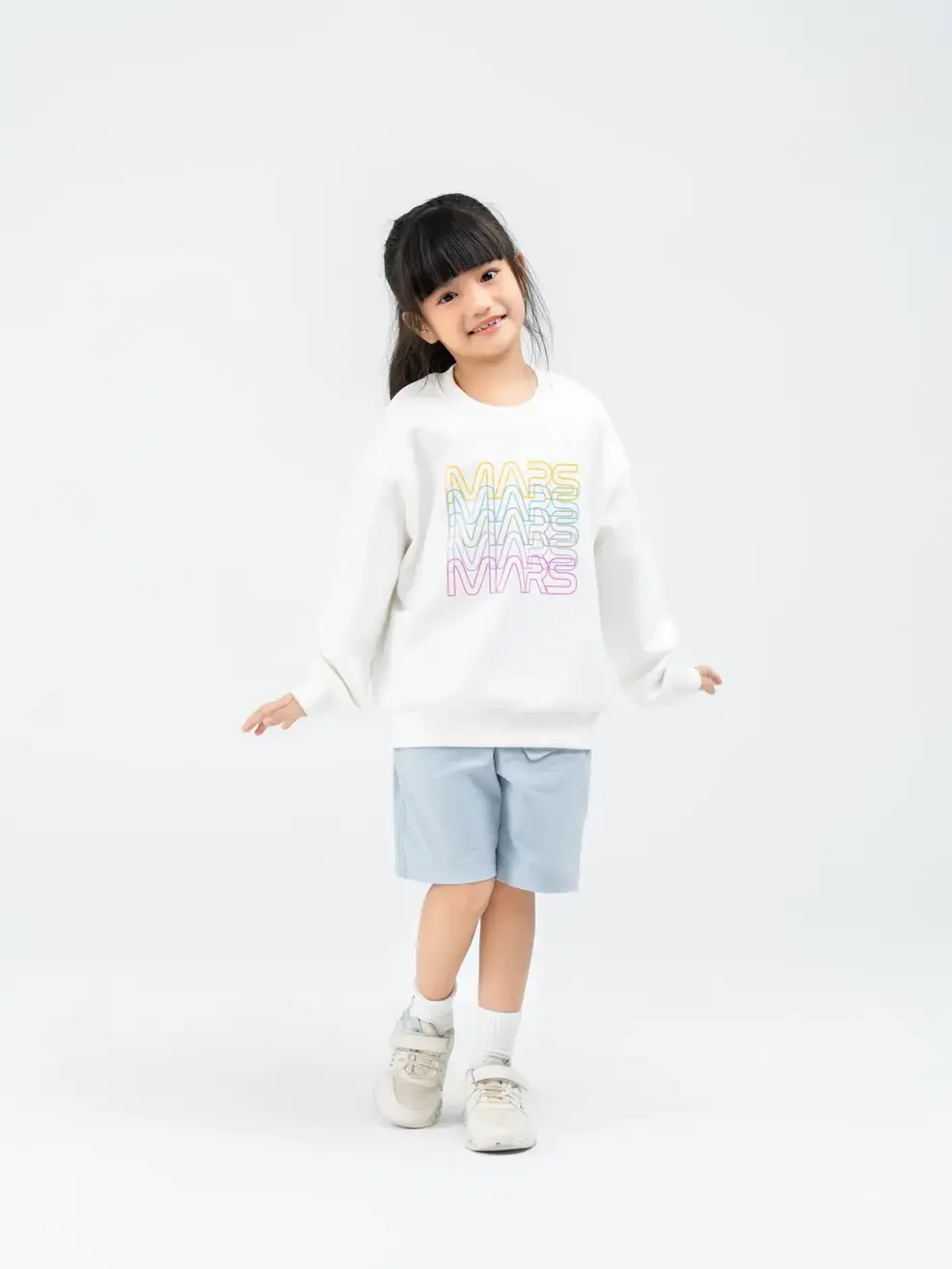 Áo nỉ trẻ em in MARS - Trắng - 2