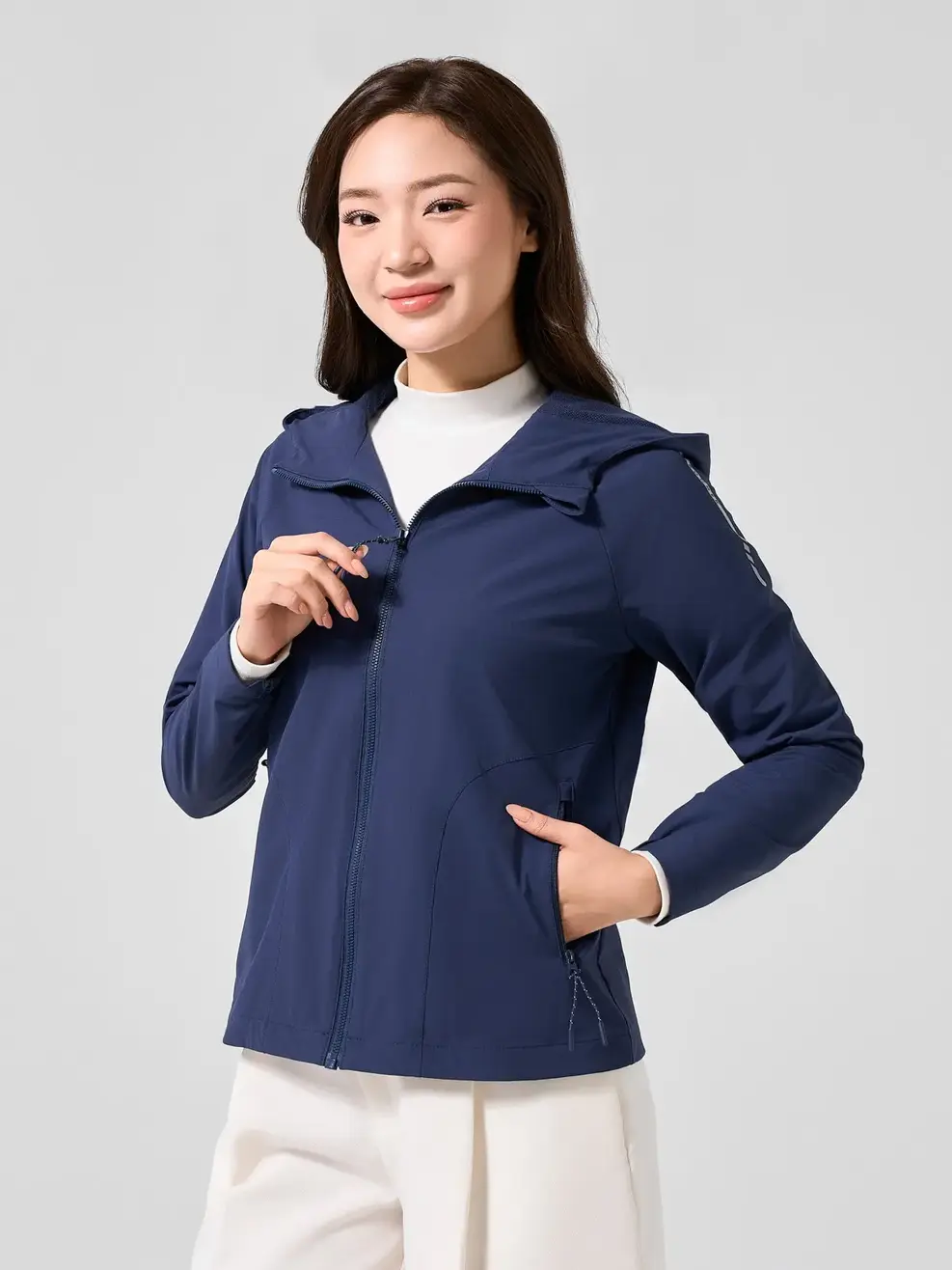 Áo Khoác Gió Nữ 2 Lớp Siêu Co Giãn - Tím than - S