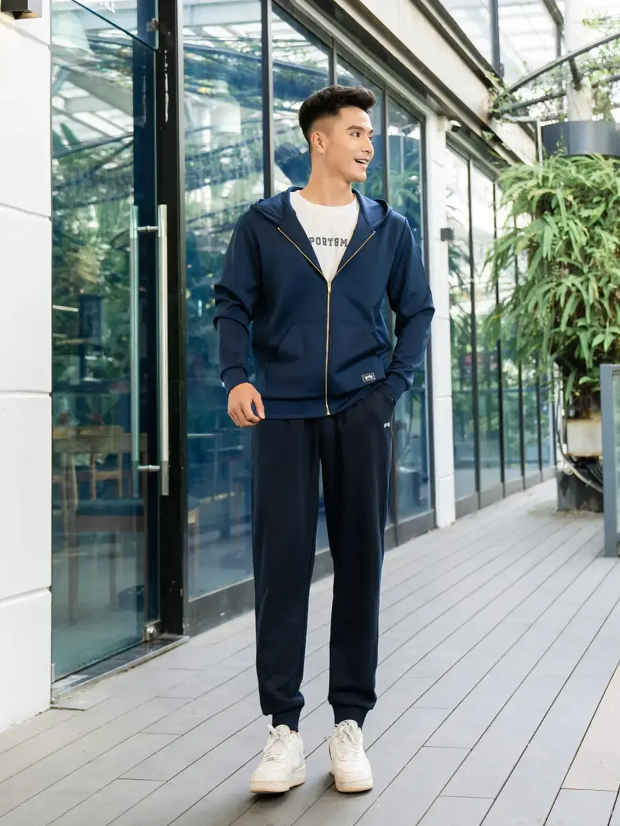 Áo Khoác Thể Thao Nam Có Mũ - Cổ vịt - L