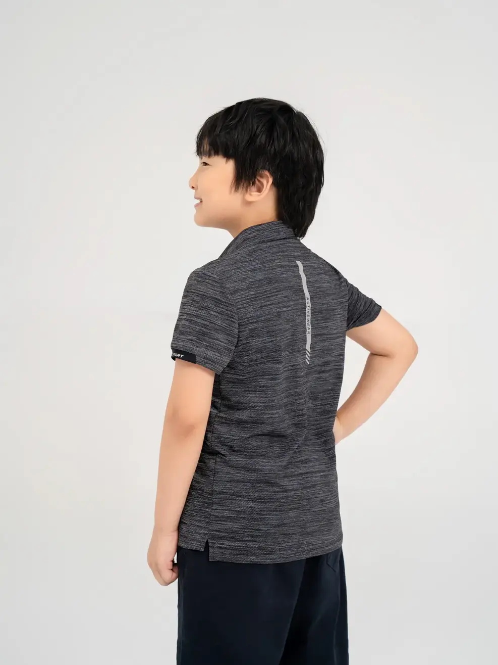 Polo thể thao kid in phản quang - Đen - 10