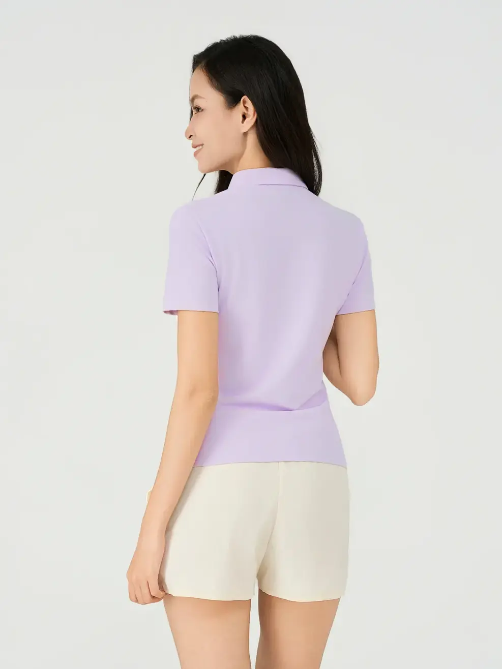 Áo Polo Sport Nữ Slim Phối Thân - Tím 014 - S