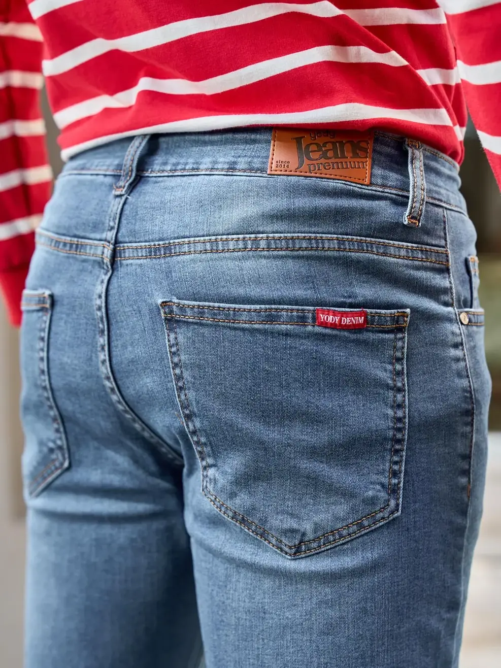 Quần Jeans Nam Slimfit Lycra Co Giãn Mác Dệt - Xanh - 28