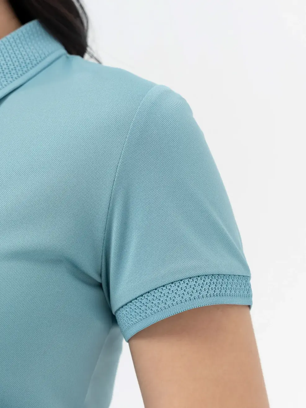 Polo nữ coolmax bo dệt nổi - Xanh ngọc - S