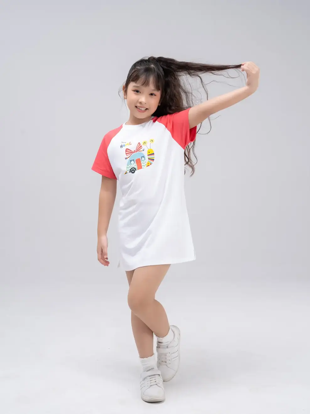 Váy trẻ em ốc sên phối tay - Hồng - 2