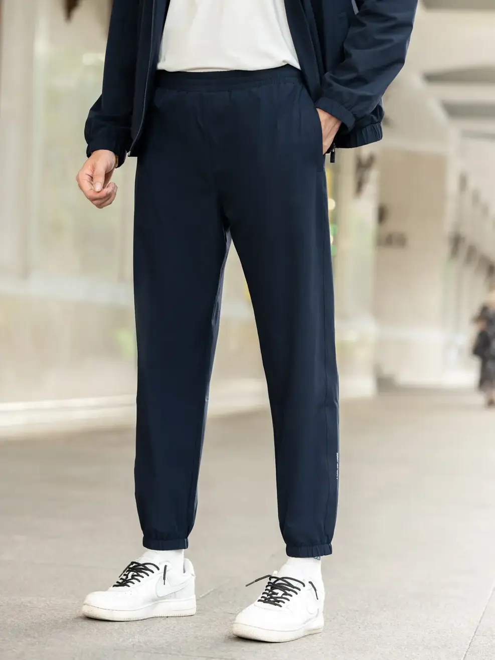 Bộ đồ thể thao nam gió cổ dựng - Navy - L