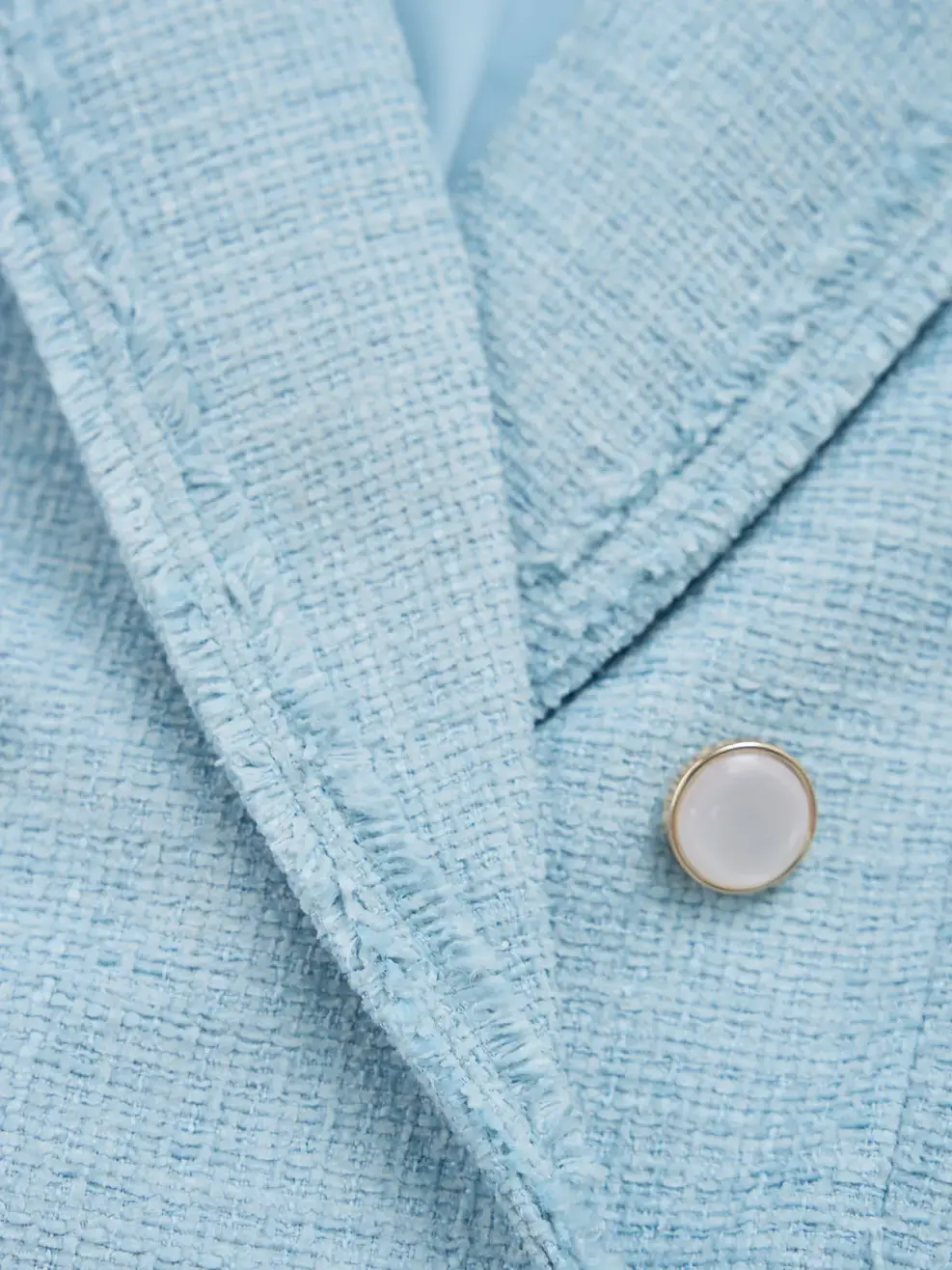 Áo Khoác Nữ Dạ Tweed Cổ Vest  - Xanh lơ - S