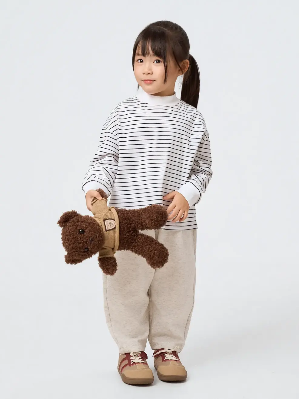 Áo Phông Dài Tay Kids Kẻ Cổ 3cm - Kẻ Trắng 058 - 110