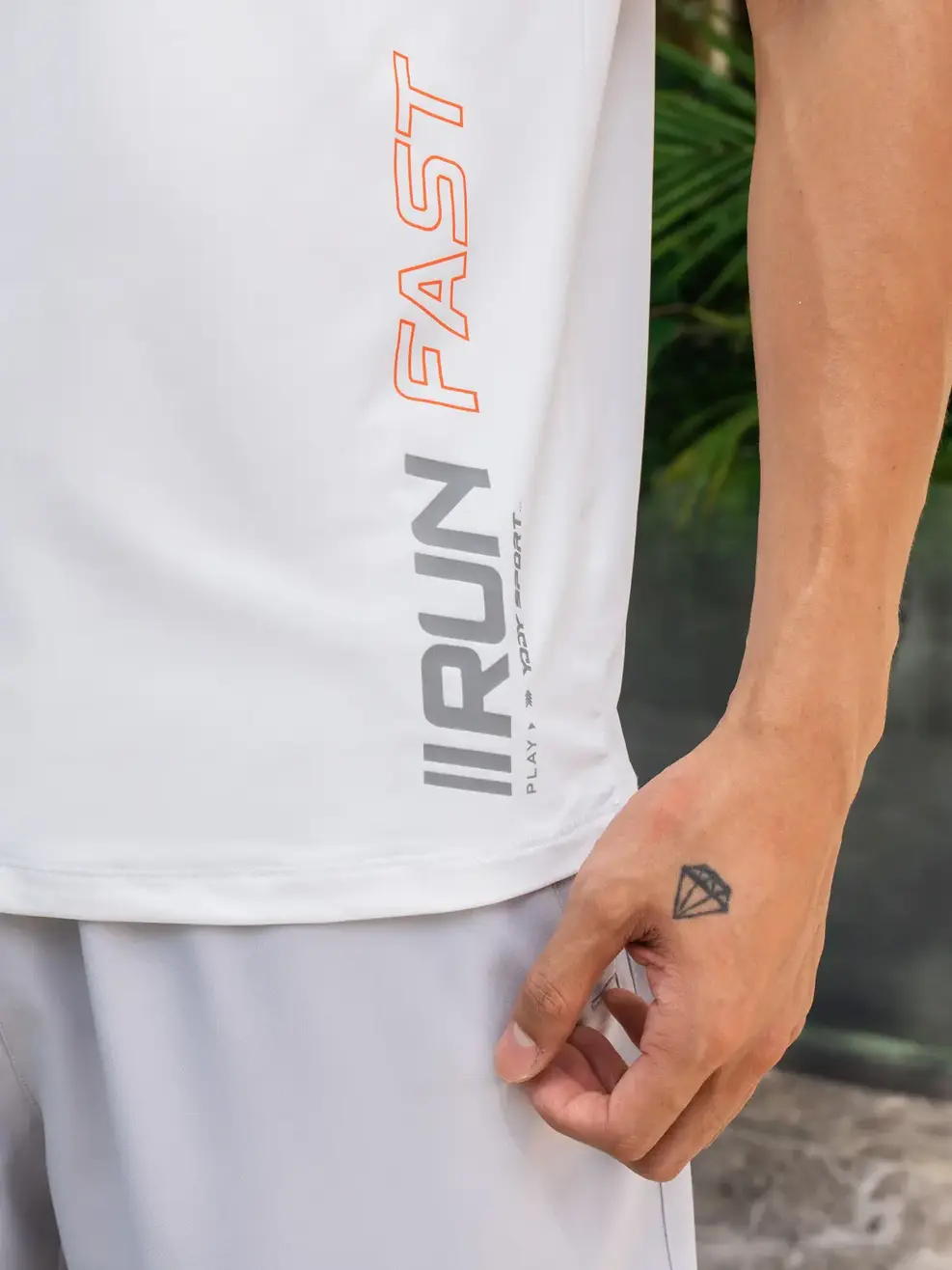 T-shirt thể thao nam Running fast - Trắng - 2XL