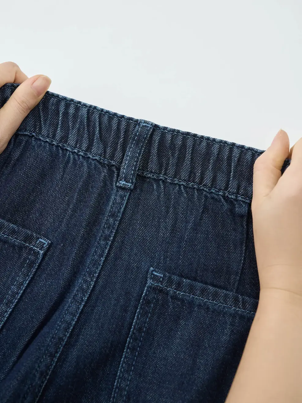 Quần Jeans Ống Suông Cạp Chun Mỏng Nhẹ - Màu chàm 001 - 26