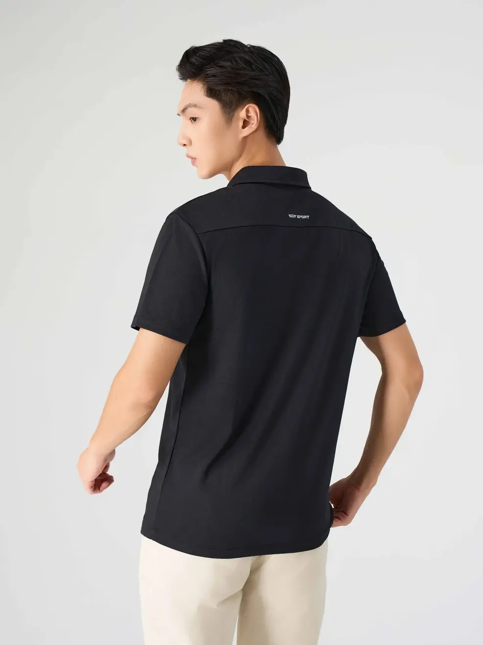 Polo Nam Yody Sport Cầu Vai Thân Sau - Đen - M