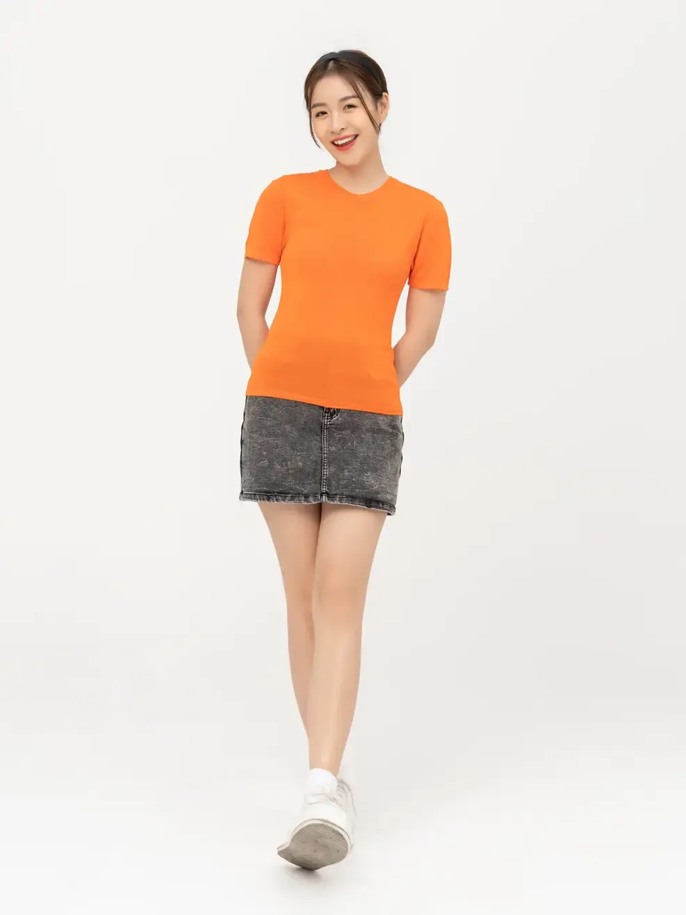 Áo Thun Nữ Dệt Thoáng Khí - Cam - S