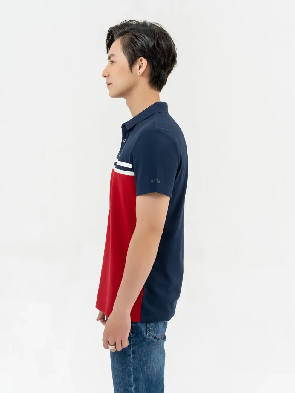 Áo Polo Nam Mắt Chim Phối Màu In Kẻ - Đỏ - M