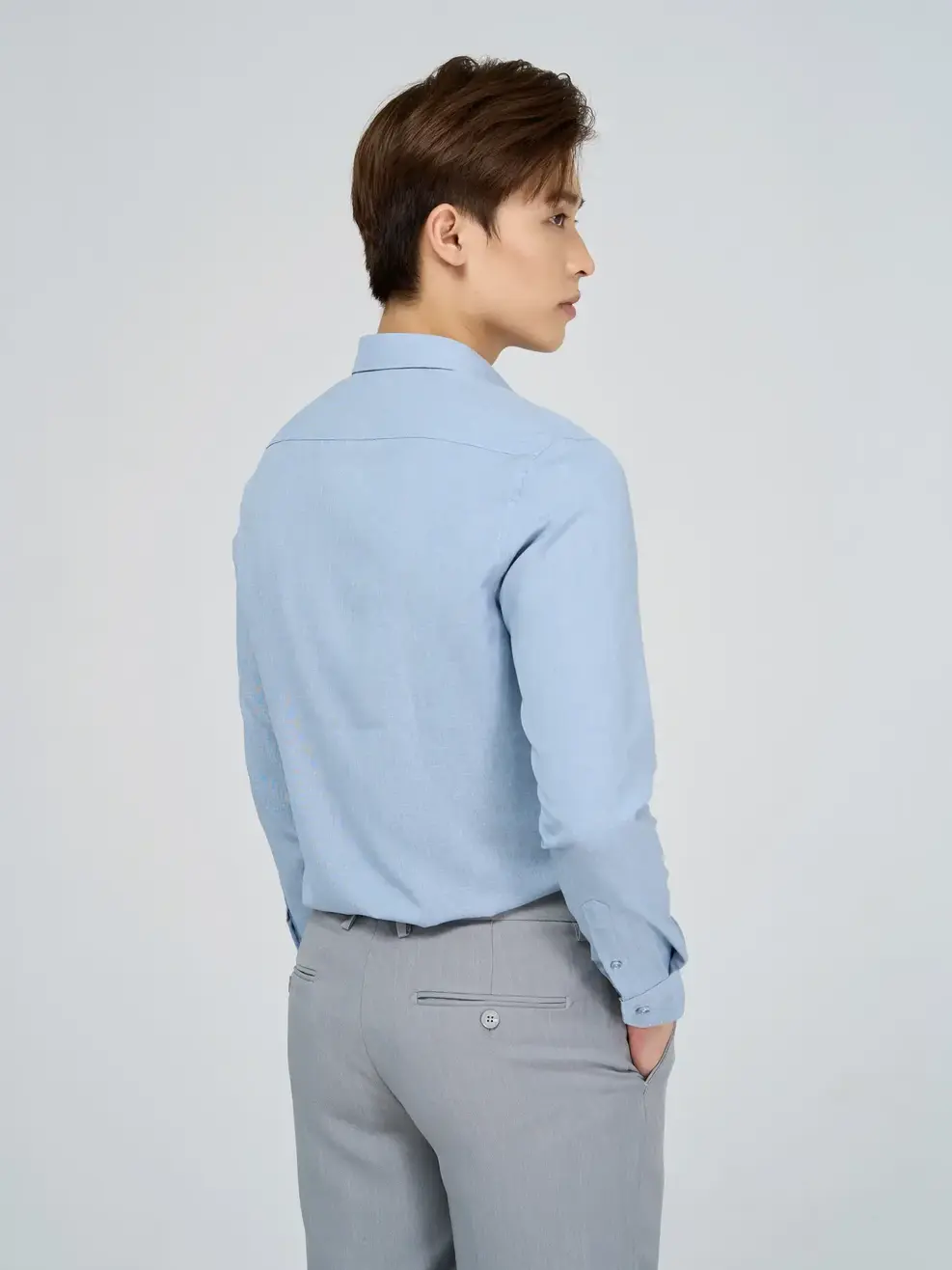 Áo Sơ Mi Cafe Dài Tay Phom Regular (SMM3010) - Phối Màu Xanh Da Trời 057 - M