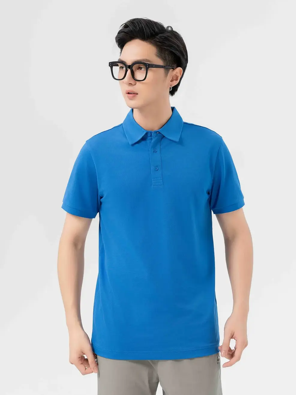 ÁO POLO NAM TÚI NGỰC PHỐI CÚC - Xanh bích - M