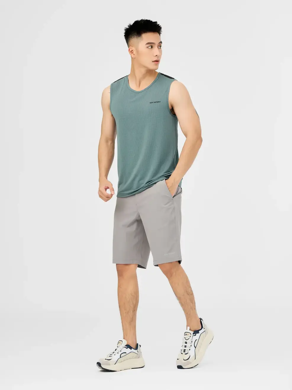 Quần short nam thể thao diễu túi hậu - Ghi - 32