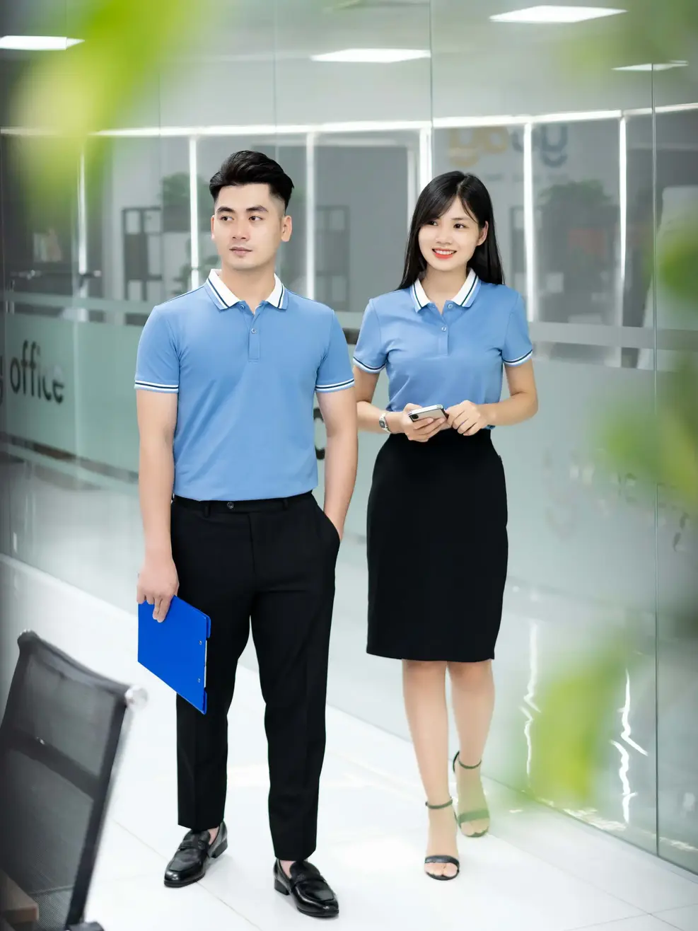 Polo nữ mắt chim phối bo 02 - Xanh 1 - XL
