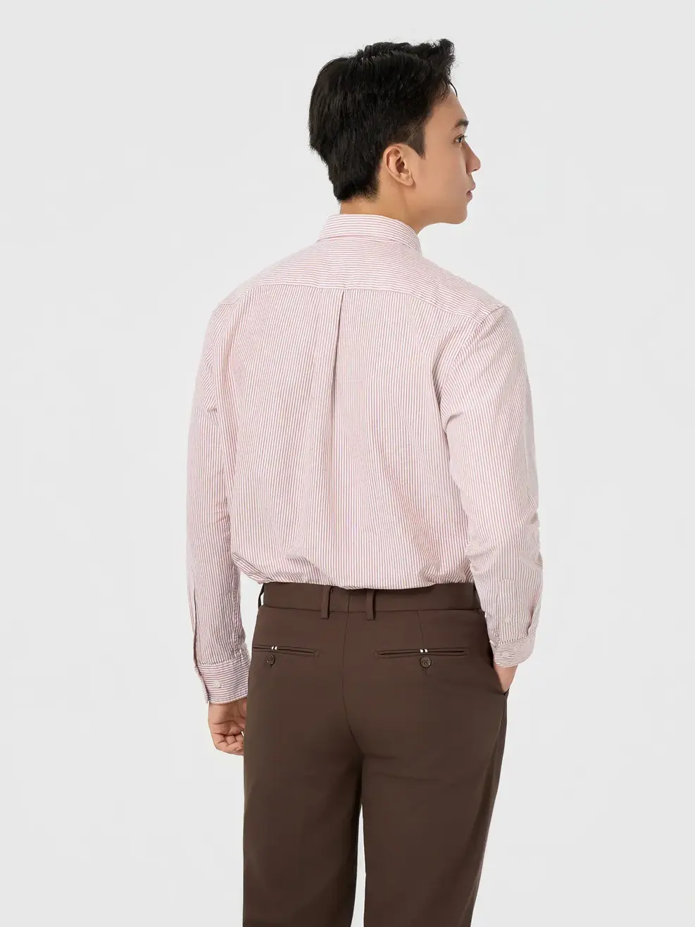 Áo Sơ-mi nam oxford kẻ sọc - Kẻ nâu 103 - M