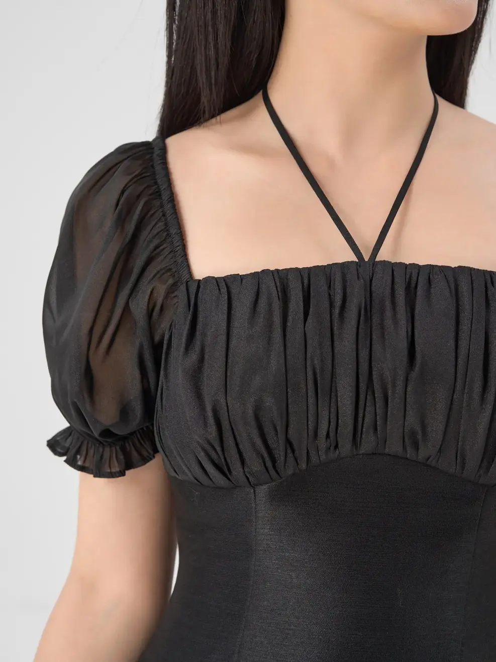 Đầm Tiệc Nữ Nhún Ngực - Đen - S