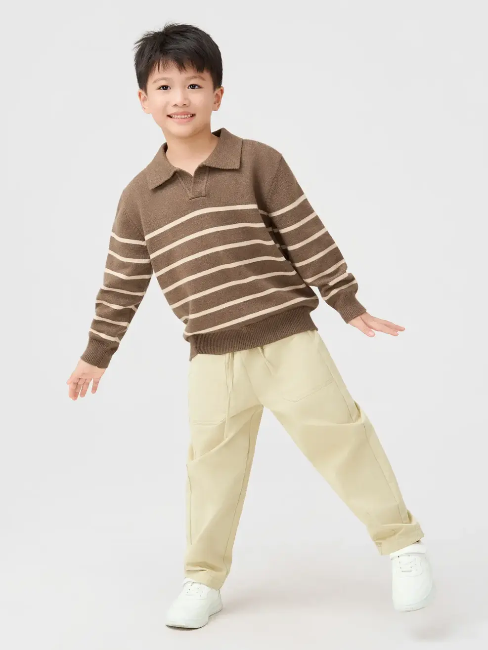 Áo Len Kẻ Ngang Cổ Polo - NÂU 133 - 122