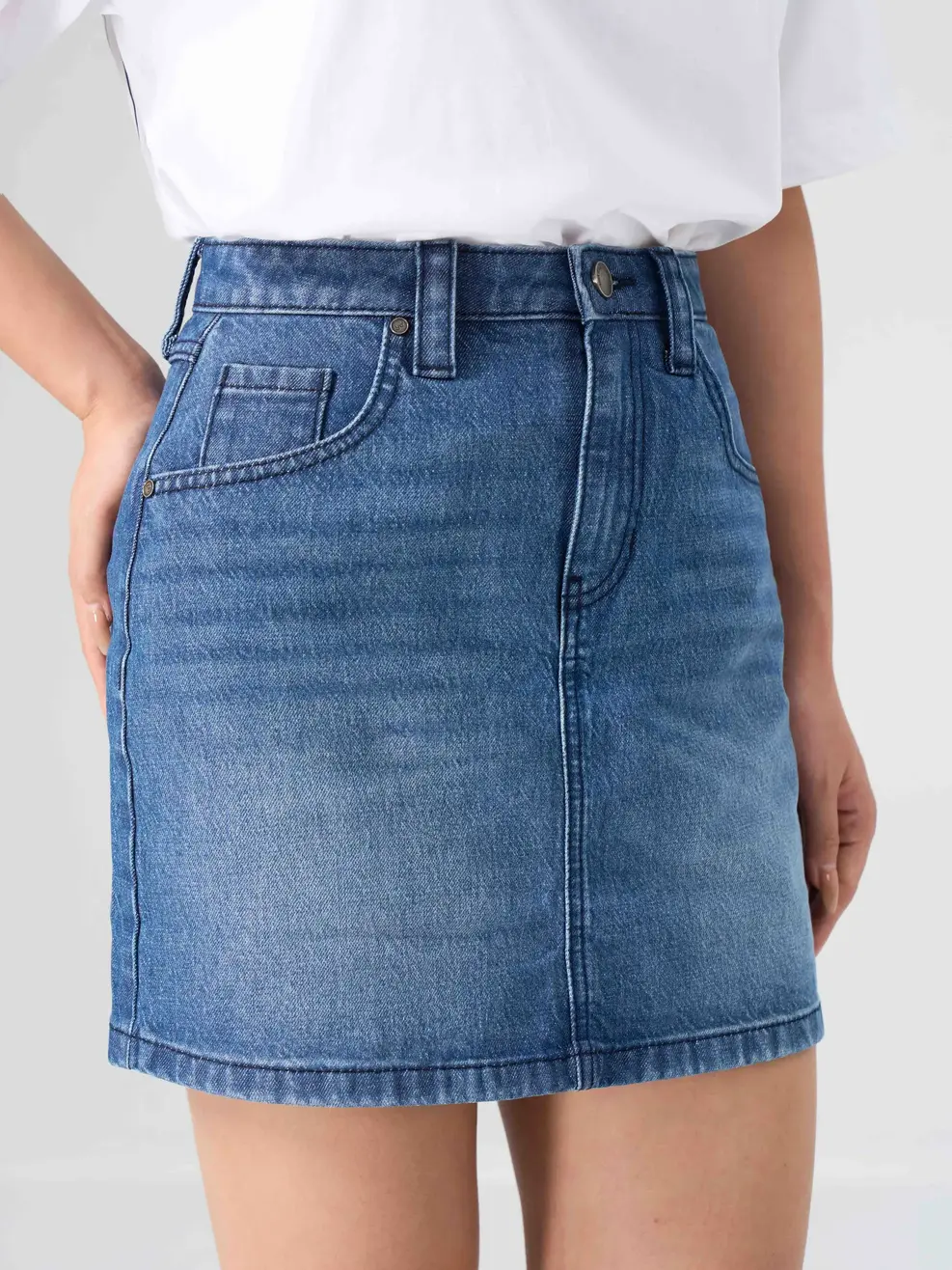 Chân Váy Jean Nữ Ngắn Cơ Bản - Xanh đậm - 25