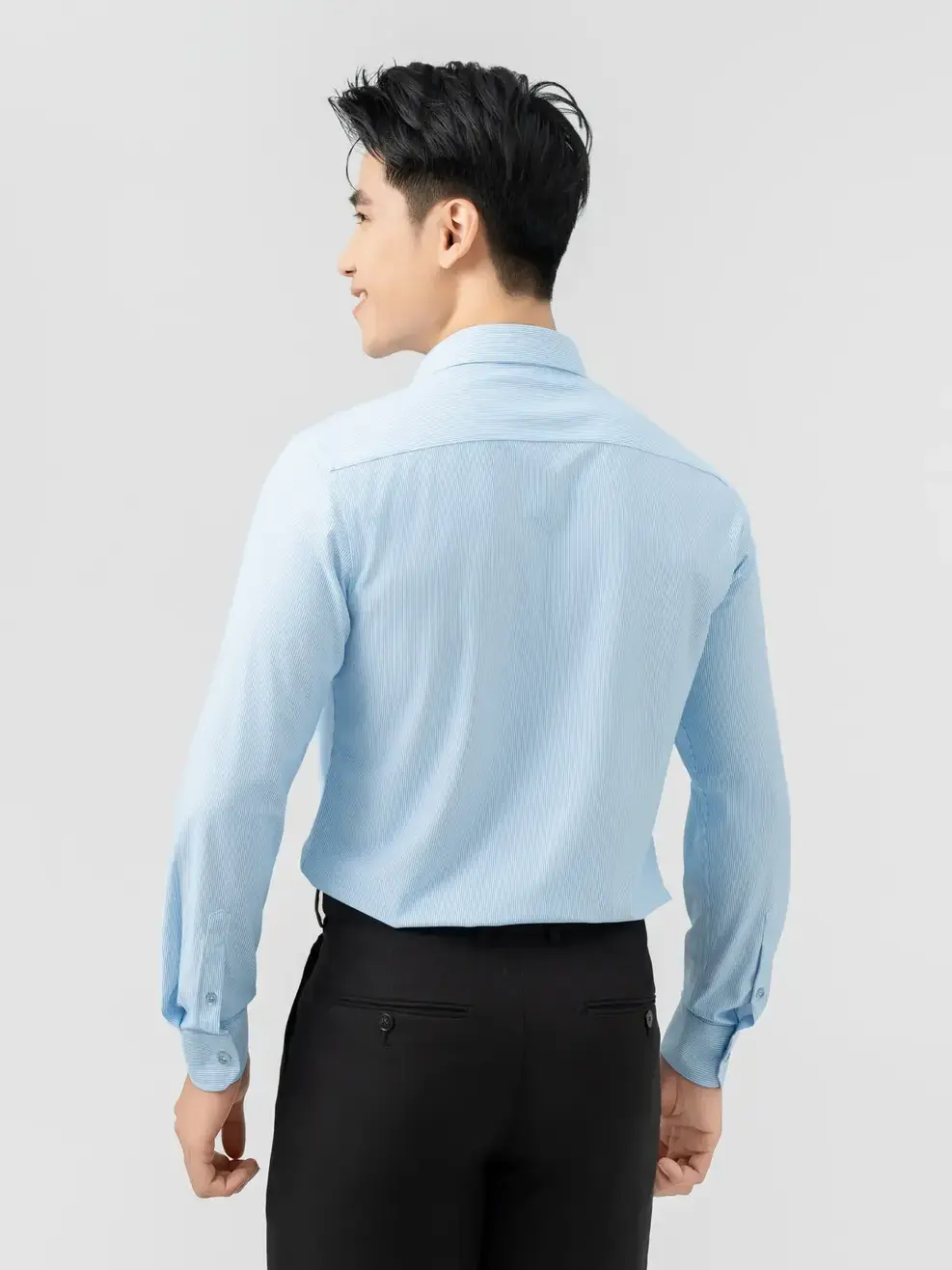 Áo Sơ-mi nam dài tay Knit kẻ sọc (SMM7019) - Kẻ Xanh Da Trời 192 - M