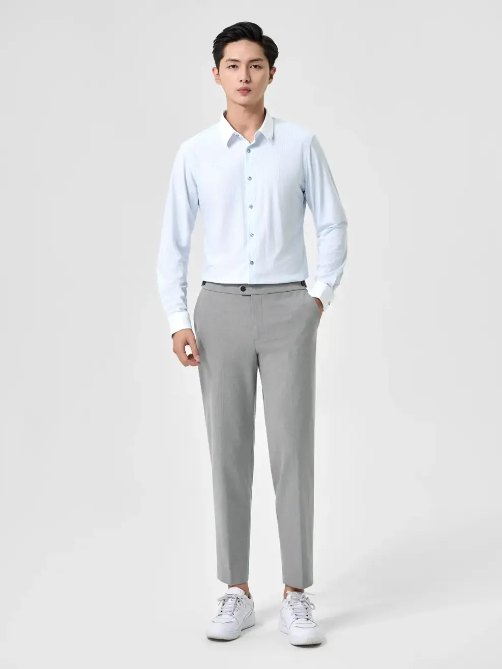 Quần Âu Nam Trend Đai Lưng - Ghi - 33