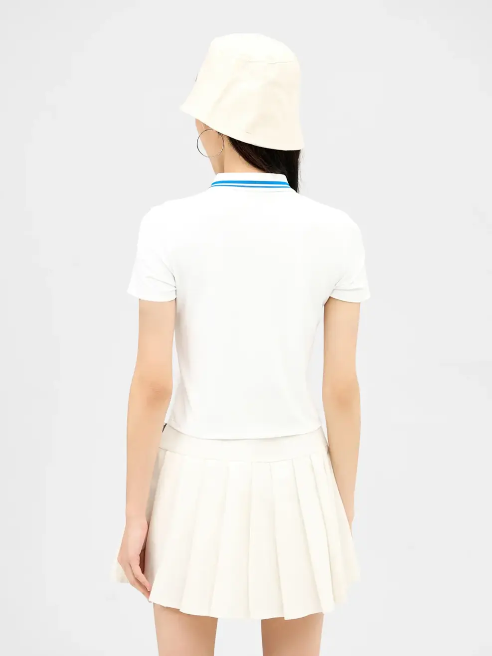 Polo Nữ Bạc Hà Quả Trám - Trắng phối xanh lam - S