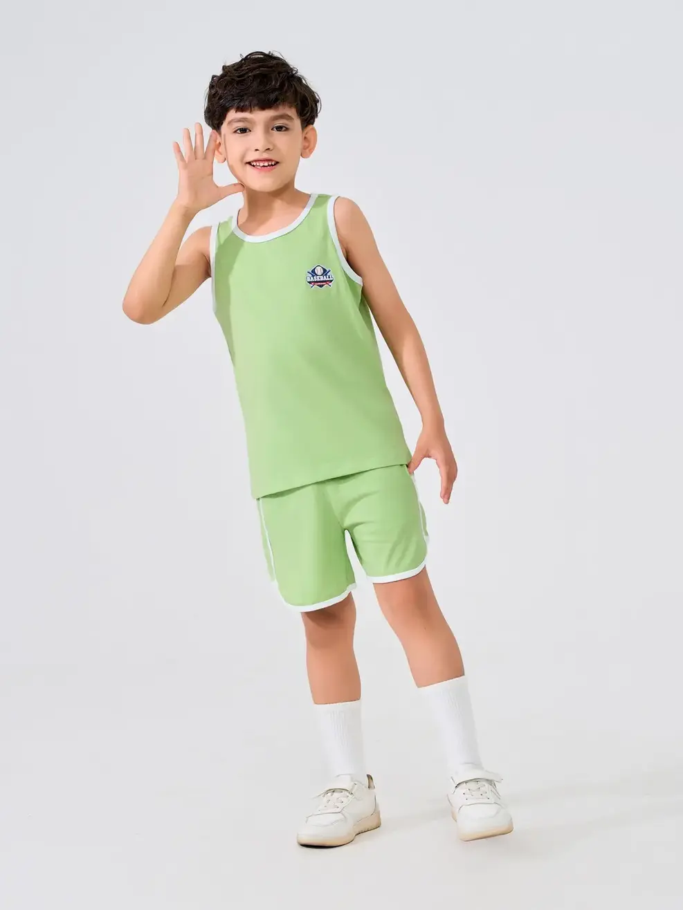 Đồ Bộ Kid Ba Lỗ Phối Viền - Xanh chuối - 2-3