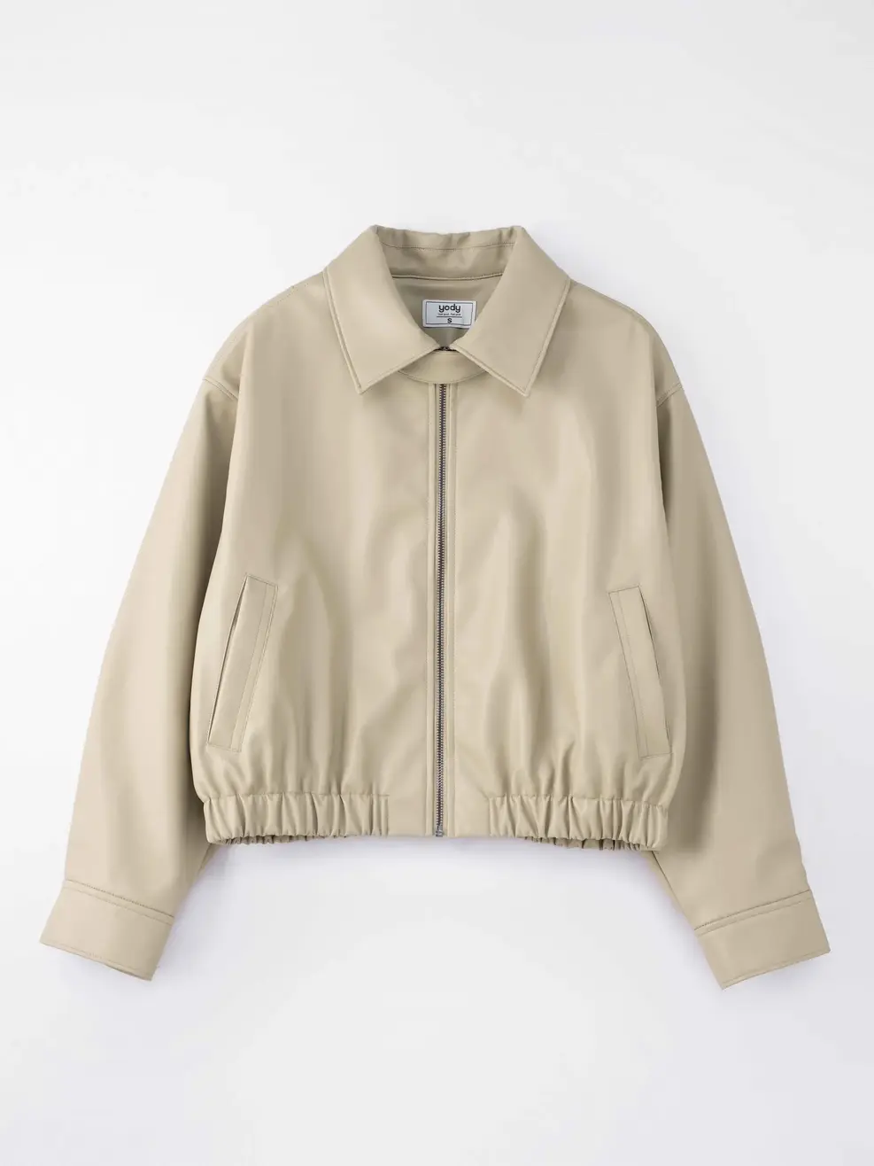 Khoác Ngắn Nữ Bomber Da Chun Gấu - Nâu - S