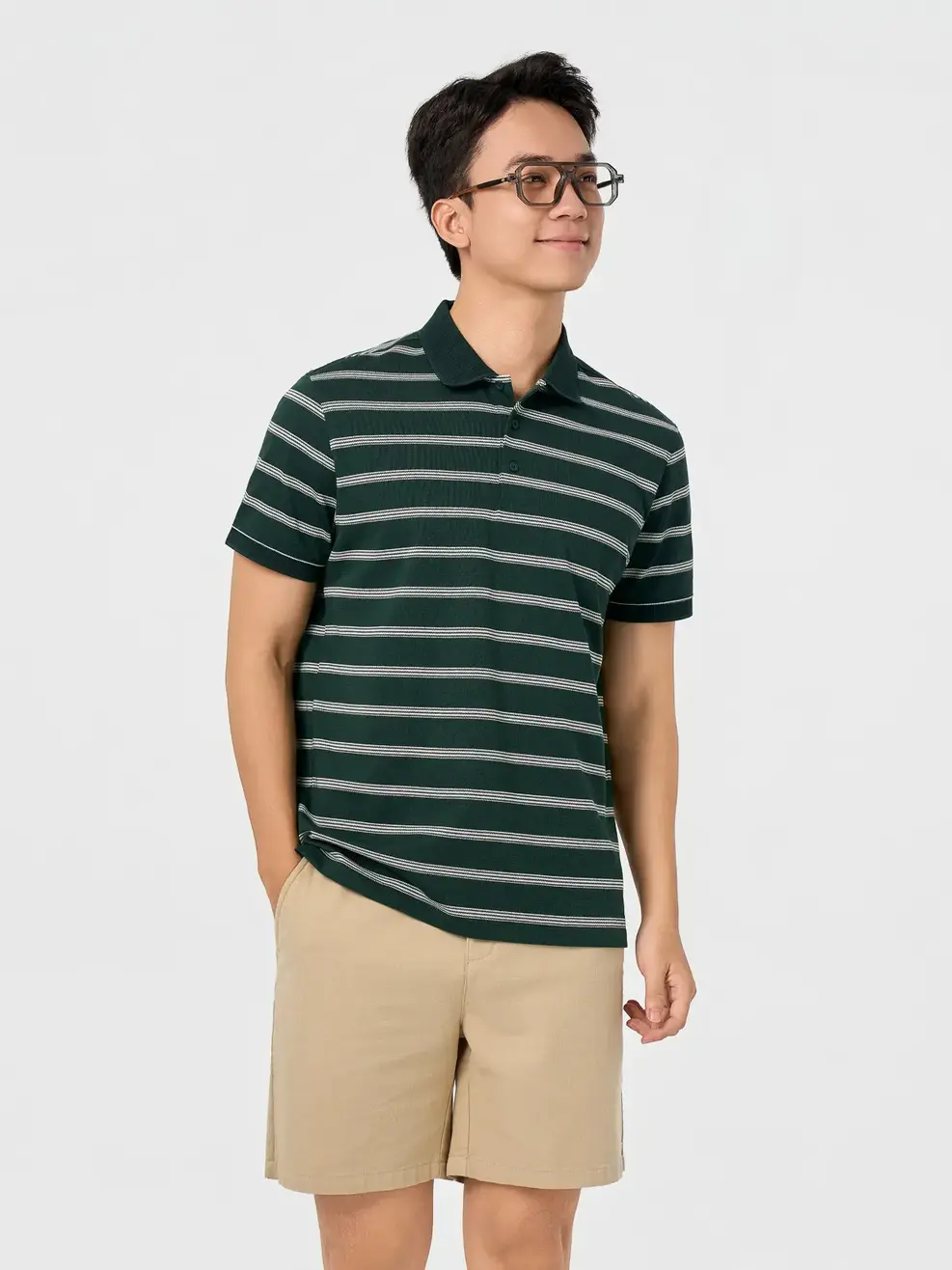 Áo Polo Nam Regular Họa Tiết Kẻ - Kẻ Xanh Lá 150 - S