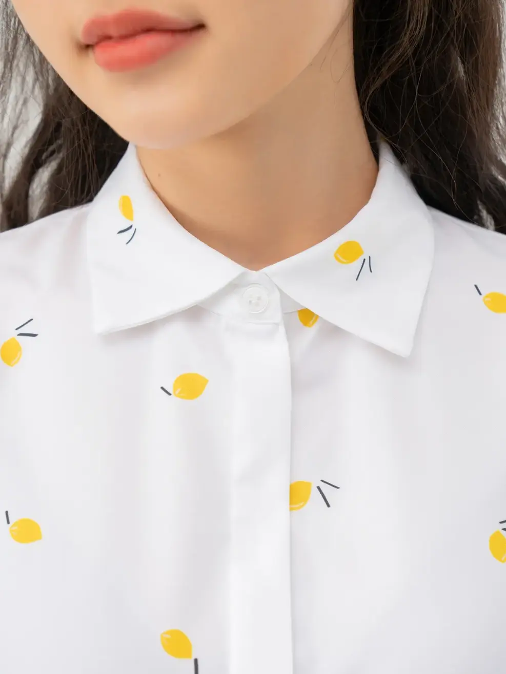 Áo Sơ Mi Tay Ngắn Nữ Vai Chờm In Họa Tiết - Trắng - S