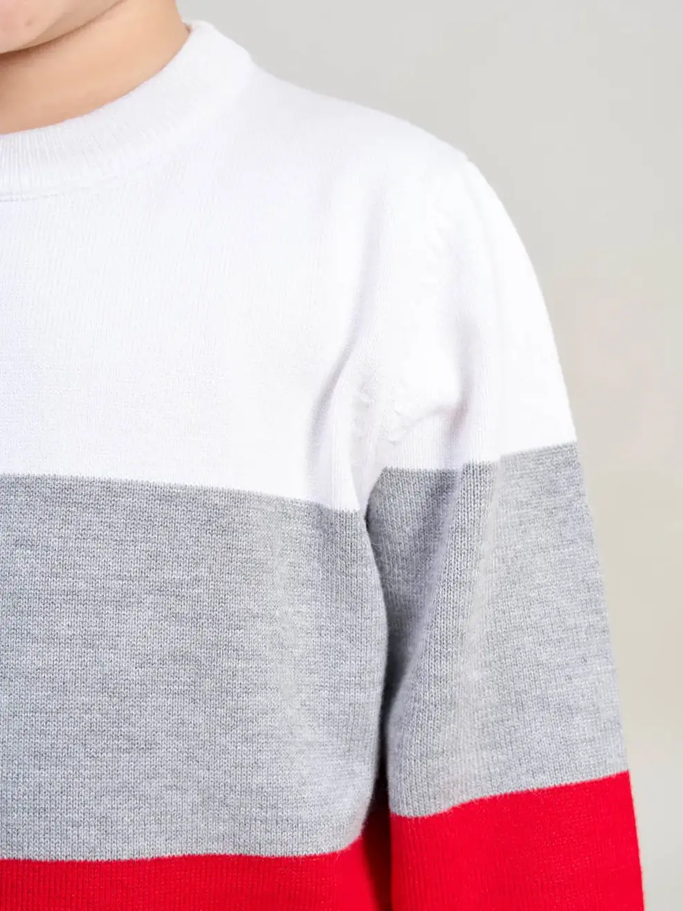 Áo len kid phối ngang - Đỏ phối ghi trắng - 10